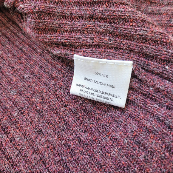 NWOT Eileen Fisher Women's Silk Long Sleeves Open Front Cardigan Burgundy PP - Picture 8 of 10